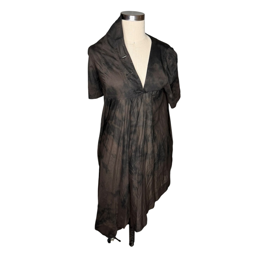 ALLSAINTS Cayatte Dress Brown Black Tie Dye Asymmetrical Cotton Women's Size 6